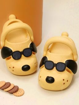 Yellow Bee - Yellow Trendy Pup Clogs with Sunglasses Puppy Design