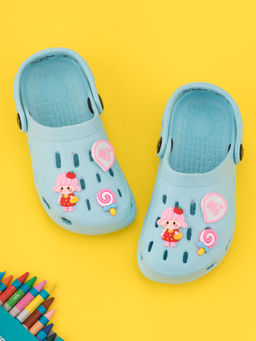 Yellow Bee - Cute & Whimsical Clogs with Sweet Doll and Hi Charm - Blue