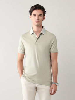 Arrow - Men Green Cotton Collar Neck Regular Fit Polo T-Shirt