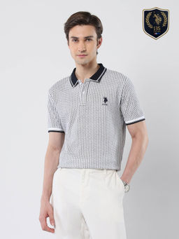 U.S. POLO ASSN. - Men Blue Cotton Collar Neck Slim Fit Polo T-Shirt