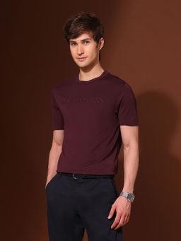 U.S. POLO ASSN. - Men Wine Rayon Crew Neck Slim Fit T-Shirt
