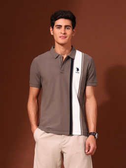 U.S. POLO ASSN. - Men Brown Cotton Collar Neck Slim Fit Polo T-Shirt