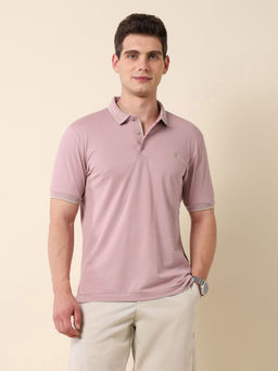 U.S. POLO ASSN. - Men Pink Cotton Collar Neck Slim Fit Polo T-Shirt