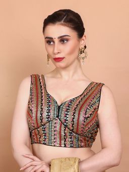 SALWAR STUDIO - Multicolor Georgette Sleeveless Alterable Stitched Blouse