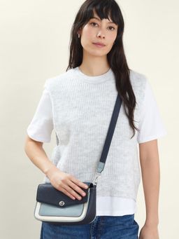 Accessorize London - Women Colourblock Faux Leather Sling Bag with Detachable Strap