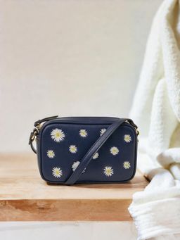 Accessorize London - Women Navy Blue Daisy Faux Leather Sling Bag