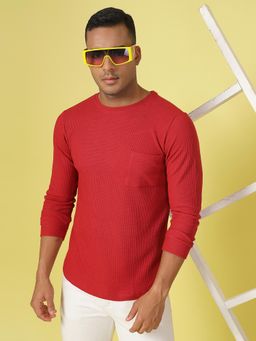 RIGO - Men Red Waffle T-Shirt