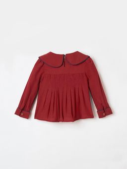 ELLE - Girls Red Solid Regular Fit A-Line Top