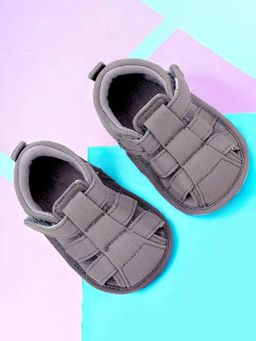 Baby Moo - Stylish Breathable Velcro Straps Anti-Skid Sandals - Grey