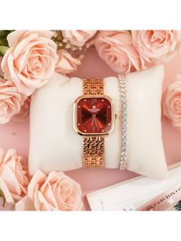 Carlton London - Women Chelsea Maroon Dial Analog Watch & Bracelet - CLPLG118 (M)