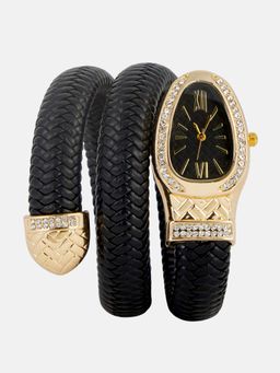 Haute Sauce - Women Oval Bracelet Black Dial Analog Watch - HSWC1447 (M)