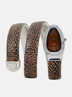 Haute Sauce - Women Leopard Print Bracelet Brown Dial Analog Watch - HSWC1449 (M)