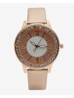 Haute Sauce - Women Crystal Leather Strap Multi-Color Dial Analog Watch - HSWC1014 (M)