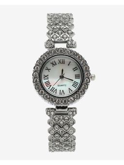 Haute Sauce - Women Crystal Stone Metal Strap White Dial Analog Watch - HSWC1025 (M)