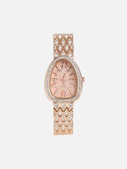 Haute Sauce - Women The Roman Ophidian Oval Rose Gold Dial Analog Watch - HSWC1117 (M)