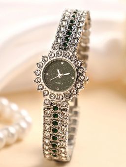 Haute Sauce - Women Embellished Round Green Dial Analog Watch - HSWC1119 (M)