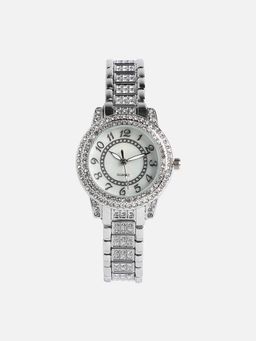 Haute Sauce - Women Embellished Round Silver Dial Analog Watch - HSWC1154 (M)