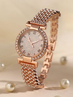 Haute Sauce - Women Embellished Round Rose Gold Dial Analog Watch - HSWC1162 (M)