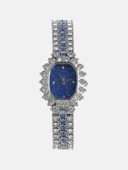 Haute Sauce - Women Embellished Block Oval Blue Dial Analog Watch - HSWC1175 (M)