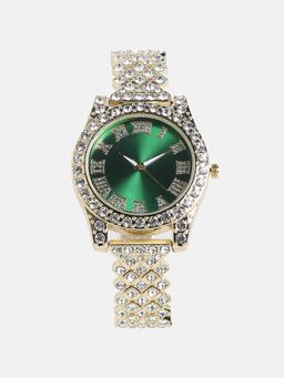 Haute Sauce - Women Embellished Contrast Round Green Dial Analog Watch - HSWC1178 (M)