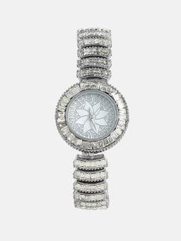 Haute Sauce - Women Embellished Flora Round Silver Dial Analog Watch - HSWC1179 (M)