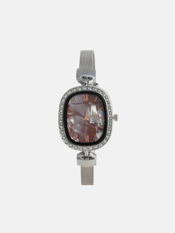 Haute Sauce - Women The Textured Square Silver Dial Analog Watch - HSWC1182 (M)