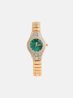 Haute Sauce - Women The Embellished Round Green Dial Analog Watch - HSWC1202 (M)