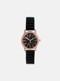 Haute Sauce - Women The Ribbed Round Black Dial Analog Watch - HSWC1213 (M)