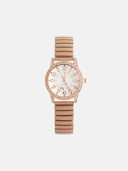 Haute Sauce - Women The Ribbed Round Rose Gold Dial Analog Watch - HSWC1221 (M)