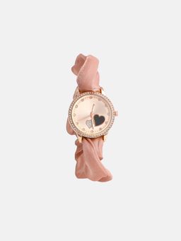 Haute Sauce - Women The Scrunchie Heart Round Rose Gold Dial Analog Watch - HSWC1230 (M)