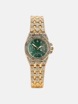 Haute Sauce - Women The Geneva H-Link Round Green Dial Analog Watch - HSWC1258 (M)