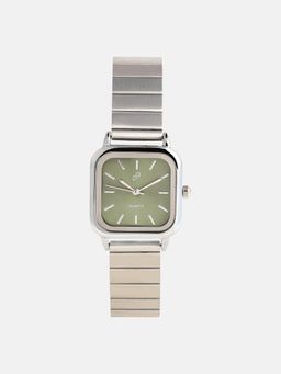 Haute Sauce - Women The Downtown Chain Square Green Dial Analog Watch - HSWC1267 (M)