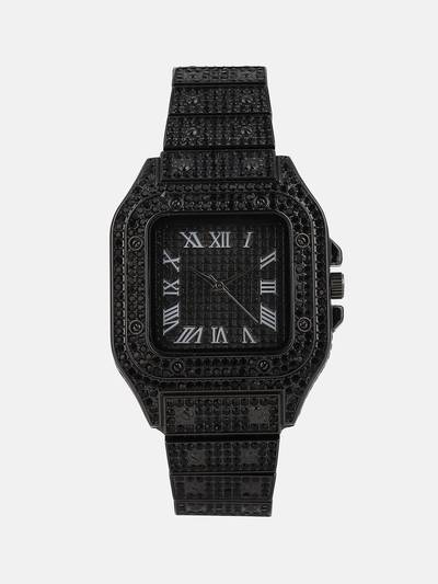 Women The Bijou Roman Square Black Dial Analog Watch - HSWC1274 (M)