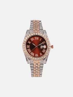 Haute Sauce - Women The Bijou Roman-Block Round Brown Dial Analog Watch - HSWC1284 (M)