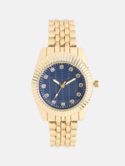 Haute Sauce - Women The Ribbed H-Link Round Blue Dial Analog Watch - HSWC1341 (M)