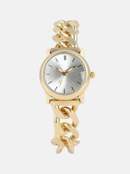 Haute Sauce - Women The Sova Chain-Link Round White Dial Analog Watch - HSWC1381 (M)