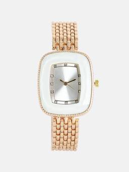 Haute Sauce - Women The Grecian Rectangular Diamond White Dial Analog Watch - HSWC1389 (M)