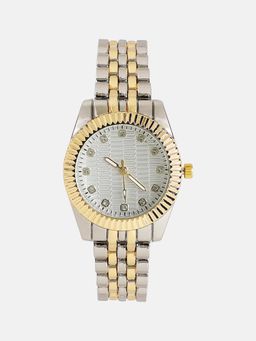 Haute Sauce - Women The Ribbed H-Link Round White Dial Analog Watch - HSWC1404 (M)