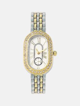 Haute Sauce - Women The Slim Vivienne Two-Dial Oblong White Dial Analog Watch - HSWC1429 (M)