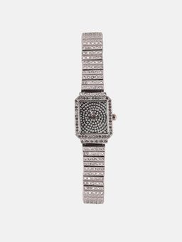 Haute Sauce - Women The Kennedy Rectangular Silver Dial Analog Watch - HSWC1436 (M)