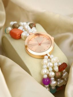 Haute Sauce - Women The Maryam Round Gold Dial Analog Watch - HSWC6031 (M)