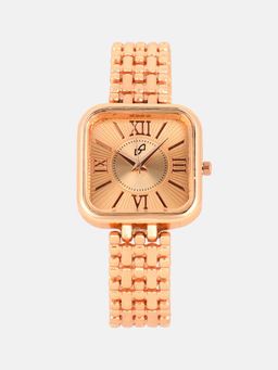 Haute Sauce - Women The Dotted-Link Square Gold Dial Analog Watch - HSWC6059 (M)