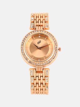 Haute Sauce - Women The Cristal-Orbit Round Gold Dial Analog Watch - HSWC6070 (M)