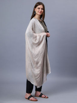 Aditi Wasan - Women Beige Viscose Stole with Paisley Jacquard Pattern