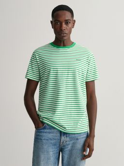 GANT - Men Green Stripes Striped T-Shirt
