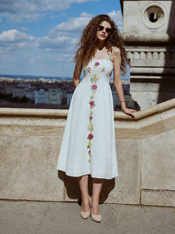 RAREISM - Women's Treler Shoulder Strap Neck Dress - Off White