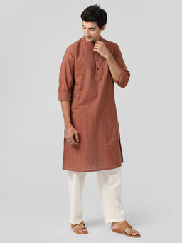 Fabindia - Cotton Striped Slim Fit Long Kurta