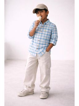 Tales & Stories - Boys Blue and White Full Sleeves Checked Shirt