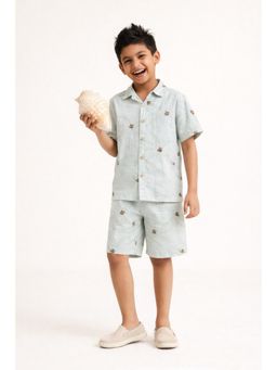 Tales & Stories - Boys Off White Half Sleeves Printed Shirt