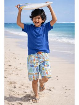 Tales & Stories - Boys Sky Blue Printed Shorts